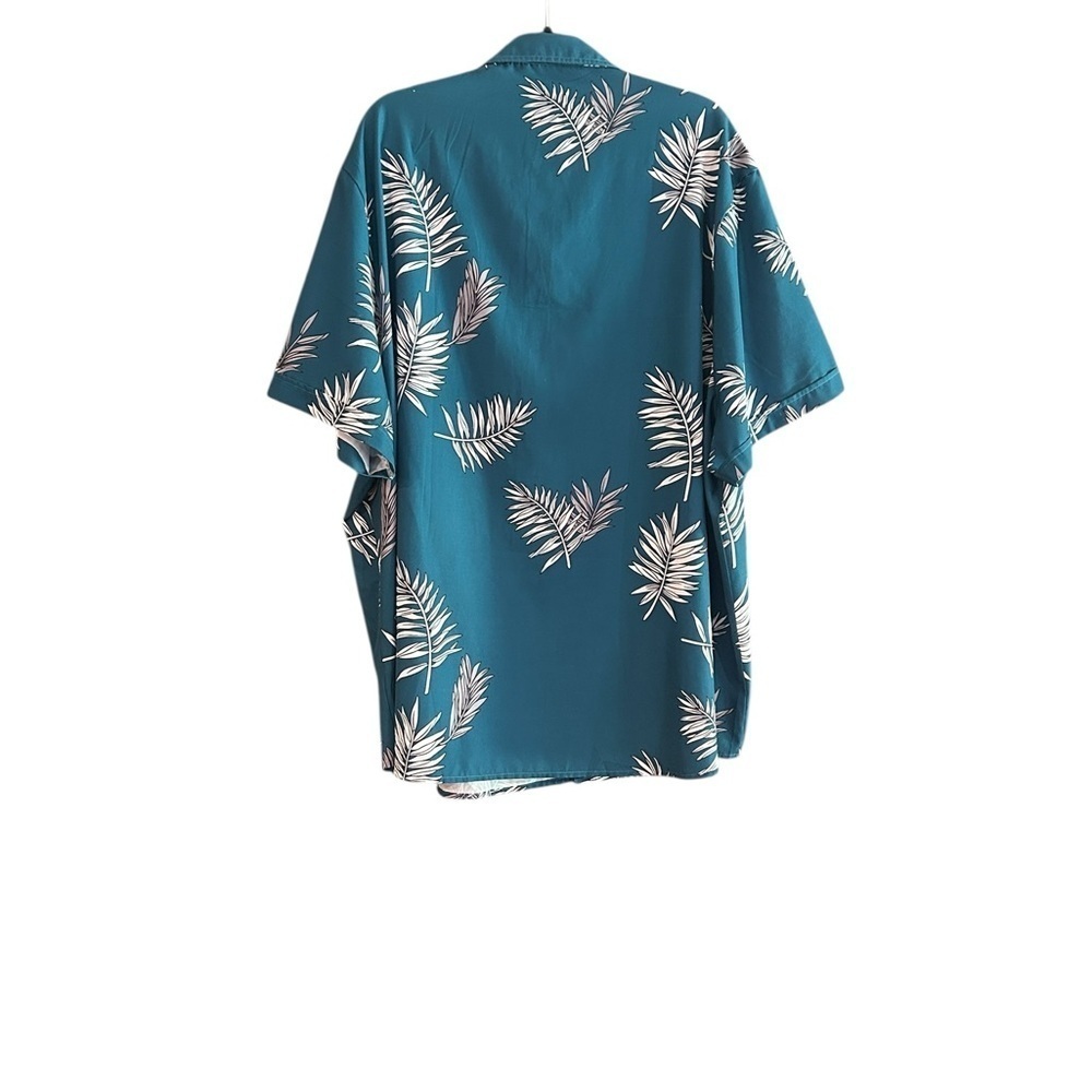 SheLucki Teal Leaf Print Men's Shirt XXXL - Picture 7 of 8
